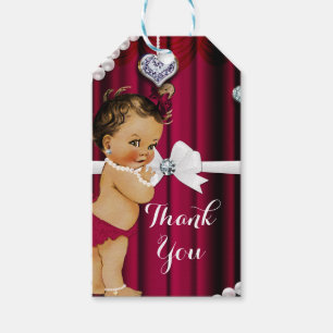 Etiqueta Para Presente Diamonds & Pearls Red Glamour Vintage Baby Shower
