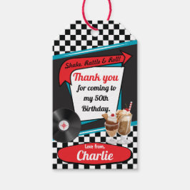 Etiqueta Para Presente Diner Retro Diner Festa de aniversário Red Teal em