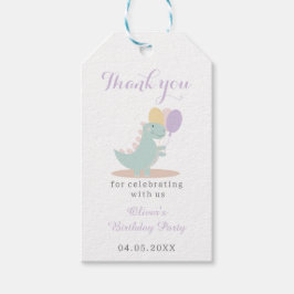 Etiqueta Para Presente Dinossauro Cinza Verde Primeiro Aniversário Obriga