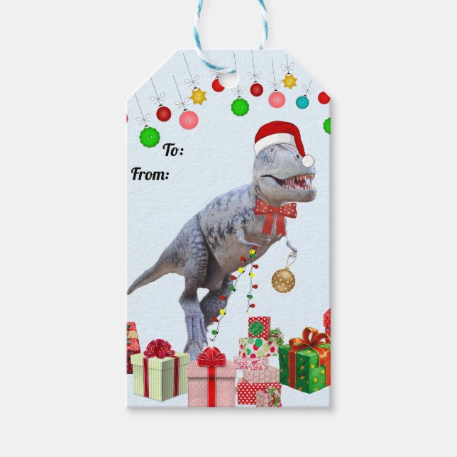 Etiqueta Para Presente Dinossauro Natal (Frente)