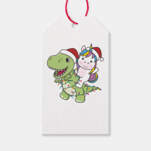 Etiqueta Para Presente Dinossauro Natal Unicórnio Winter T-Rex Dino