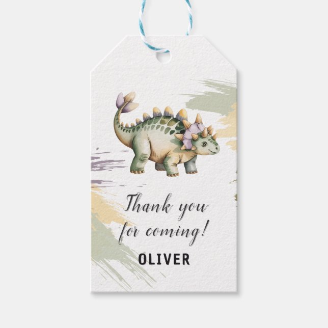 Etiqueta Para Presente Dinossauro Personalizado Obrigado (Frente)
