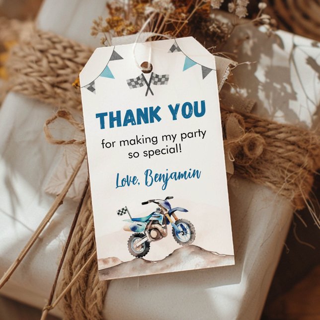 Etiqueta Para Presente Dirt Bike Birthday Party Thank You (Criador carregado)