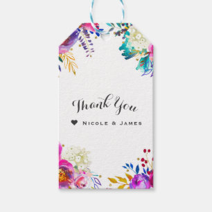 Etiqueta Para Presente Diversão Brilhante Ousada Floral Aquarela Salpico 