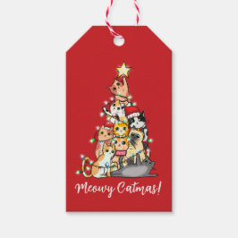 Etiqueta Para Presente Diversão Meowy Catmas Gatos Árvore de Natal Person