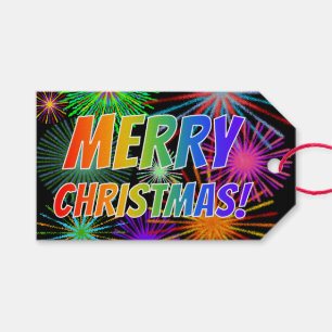 Etiqueta Para Presente Divertimento, colorido, FELIZ NATAL do espectro do