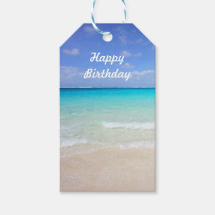 Etiqueta Para Presente Do caribe Azure do azul do feliz aniversario praia