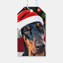 Etiqueta Para Presente Doberman Christmas