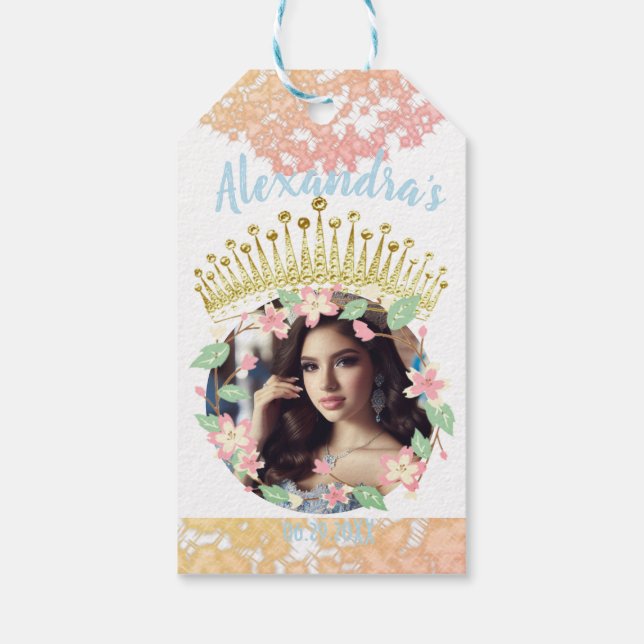 Etiqueta Para Presente Doce 16 Fairytale Princesa Foto Obrigado (Verso)