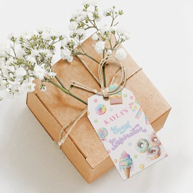 Etiqueta Para Presente Doce Celebração Bala Pastel Menina Aniversário (Criador carregado)