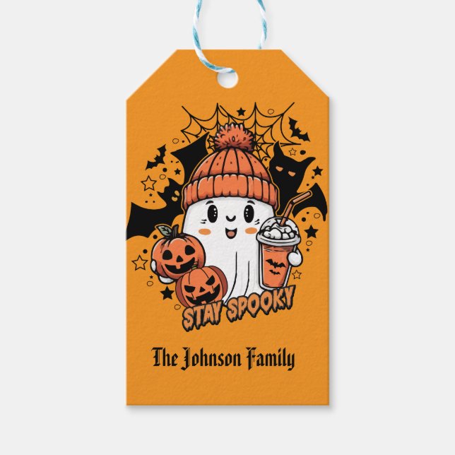 Etiqueta Para Presente Doce de Halloween Fantasma Fofo  (Frente)