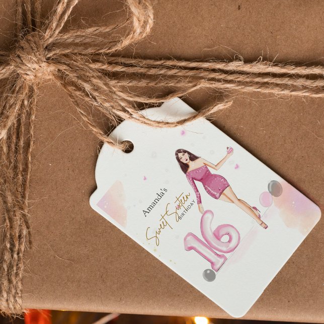 Etiqueta Para Presente doce dezesseis, feliz aniversário de 16 anos, (Criador carregado)