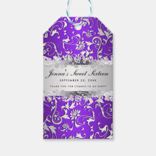 Etiqueta Para Presente Doce floral de prata roxo Glam dezesseis do teste