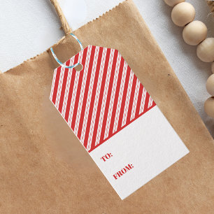 Etiqueta Para Presente Doce Listra de Bengala Natal Vermelho Branco Festi