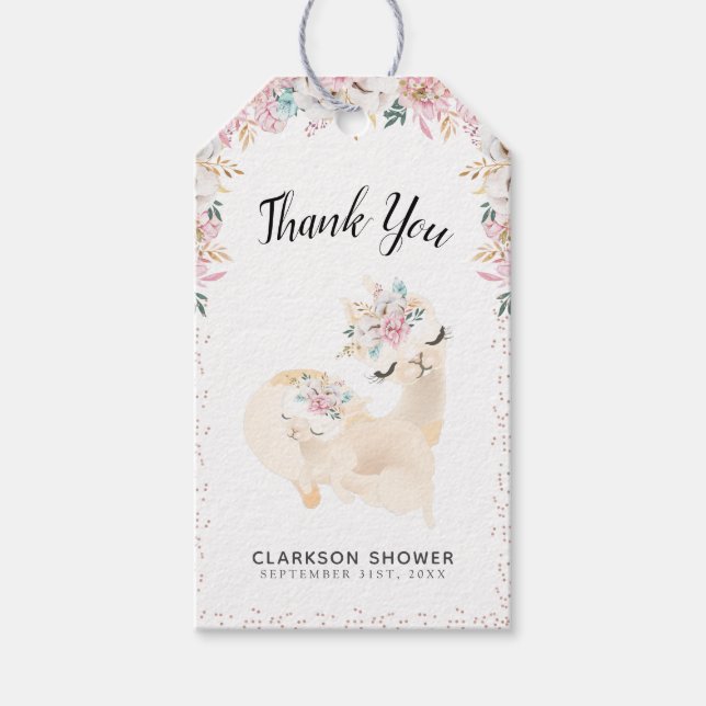 Etiqueta Para Presente Doce Mama e Bebê Llama Obrigado (Frente)