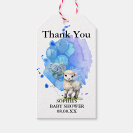 Etiqueta Para Presente Doce Pequeno Cordeiro Balão de Hortênsia Azul
