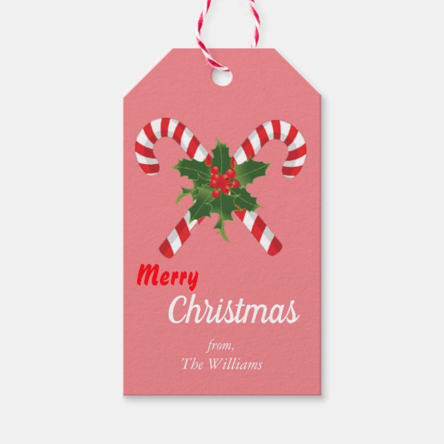 Etiqueta Para Presente Docinho doce de natal branco-rosa (Frente)