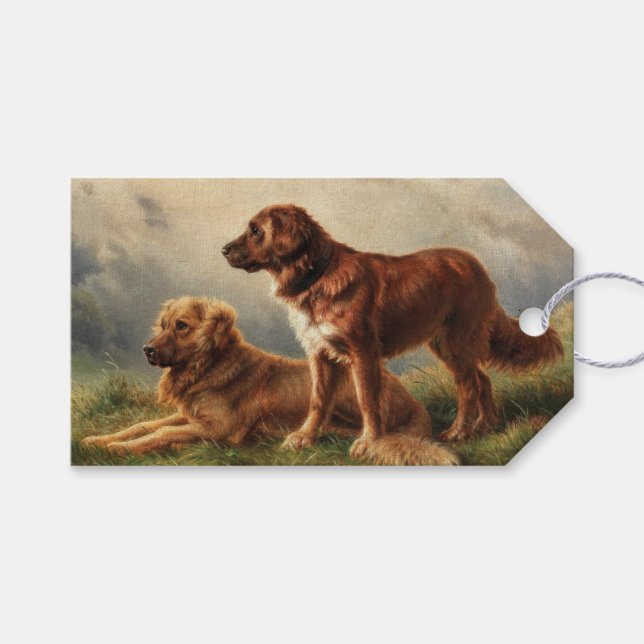 Etiqueta Para Presente Dois Cães Vigiantes (Frente (horizontal))