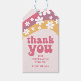 Etiqueta Para Presente Dois Favor Groovy hippie Daisy Boho Arco-íris