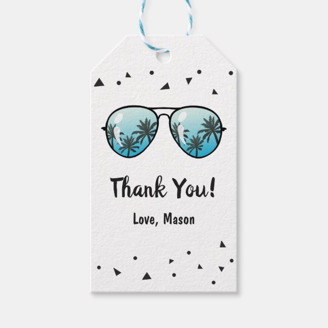 Etiqueta Para Presente Dois Legal Óculos De Sol Aniversário Obrigado. (Frente)