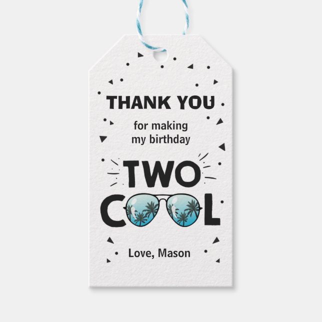 Etiqueta Para Presente Dois Legal Óculos De Sol Aniversário Obrigado. (Frente)