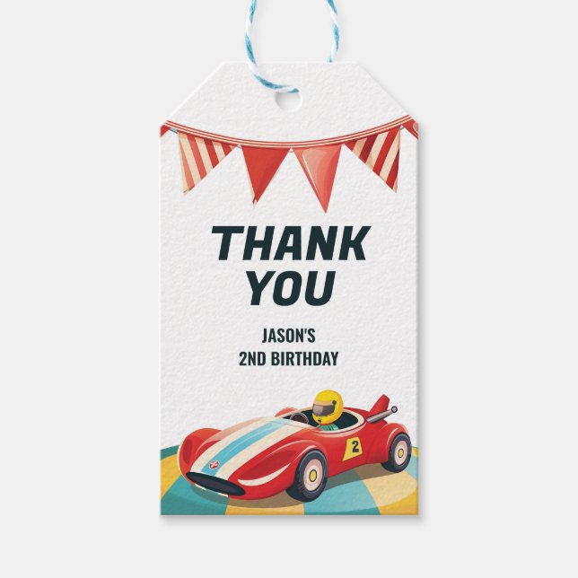 Etiqueta Para Presente Dois segundos aniversários de Carro Rápido (Frente)