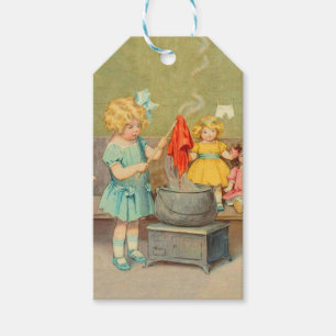 Etiqueta Para Presente Dolly Menina da Lavanderia Vintage Boneca Fofa