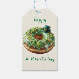 Etiqueta Para Presente Donut do Dia de São Patrício Feliz com Chapéu de D