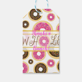 Etiqueta Para Presente Donuts com Glacê Rosa e Marrom e Confeitos Colorid