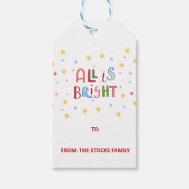 Etiqueta Para Presente Doodle Colorido All is Bright Christmas Gift Tag