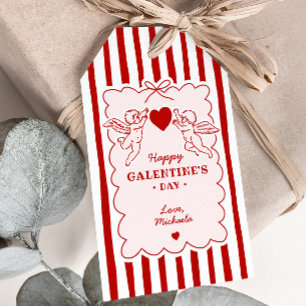 Etiqueta Para Presente Doodle Cupido ao Estilo Vintage Feliz Dia das Gale