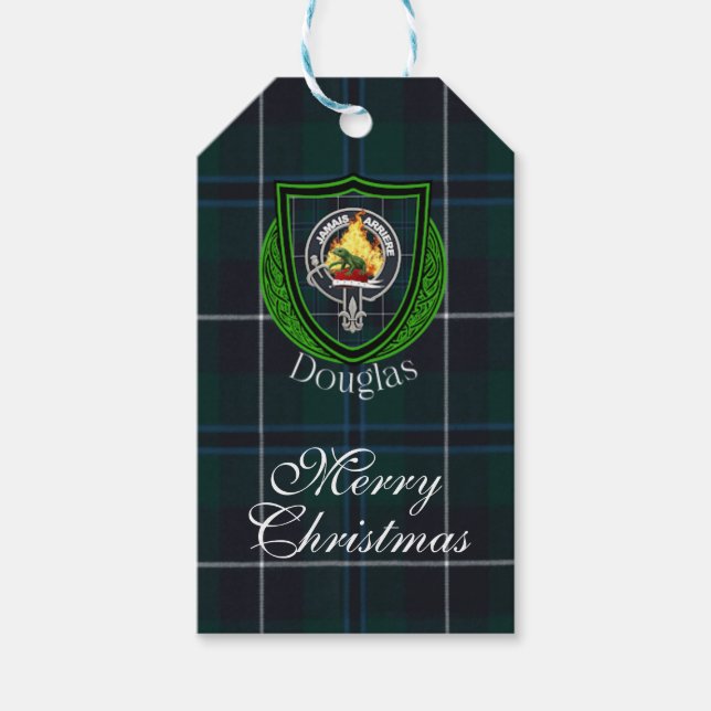 Etiqueta Para Presente Douglas Scottish Clan Tartan & Crest (Frente)