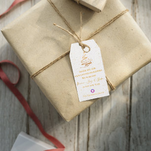 Etiqueta Para Presente Dourada árvore de Natal Obrigado Mensagem Corpora
