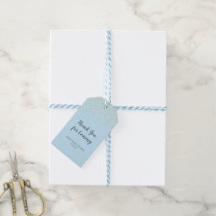 Etiqueta Para Presente Dourada Confetti Chá de fraldas Azul Obrigado Fav