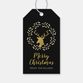 Etiqueta Para Presente Dourada e negra, cervejeira de Natal feliz