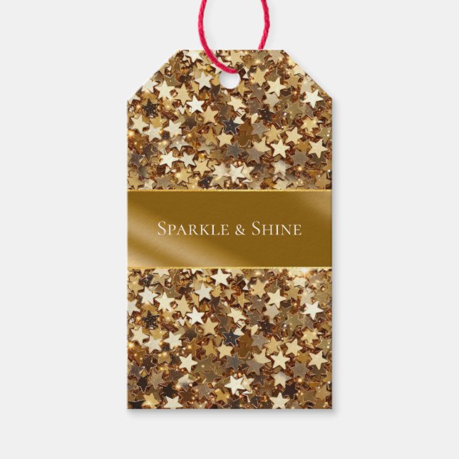 Etiqueta Para Presente Douradas estrelas Sparkle (Frente)