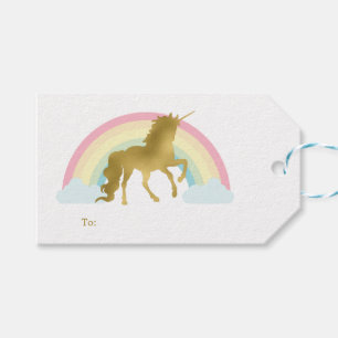 Etiqueta Para Presente Dourado aniversário do Unicorn
