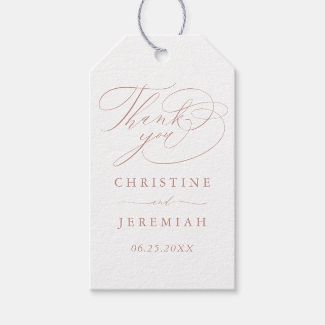 Etiqueta Para Presente Dourado Casamento Moderno da Rosa Branca Elegante  (Frente)