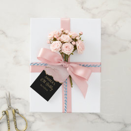 Etiqueta Para Presente Dourado Champanhe Rosado Brilho Aquarela Abstrata