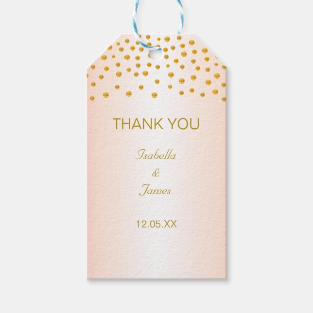 Etiqueta Para Presente Dourado Confetti no Rosa Dourado (Frente)