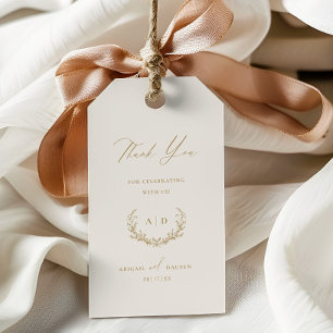 Etiqueta Para Presente Dourado dia de casamento de creme Obrigado Por Dar