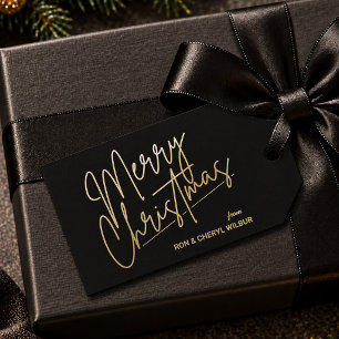 Etiqueta Para Presente Dourado Feliz Natal Luxe Preto