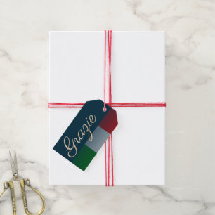 Etiqueta Para Presente Dourado Grazie na bandeira italiana desbotada Obri