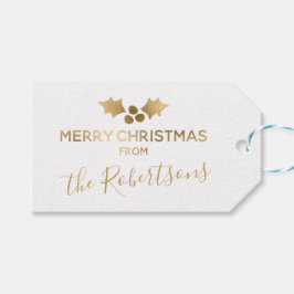 Etiqueta Para Presente Dourado Holly White Feliz Natal Do Nome