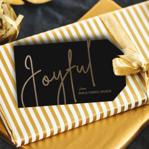 Etiqueta Para Presente Dourado JOYFUL no Natal Negro