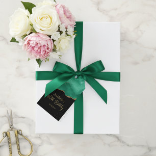 Etiqueta Para Presente Dourado Verde Esmeralda Brilho Mármore Aquarela
