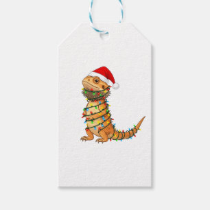 Etiqueta Para Presente Dragão Barbudo de Natal Pogona Vitticeps Papai Noe