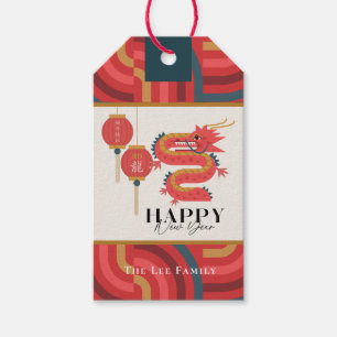 Etiqueta Para Presente Dragon 2024 Red Chinese New Year Holiday