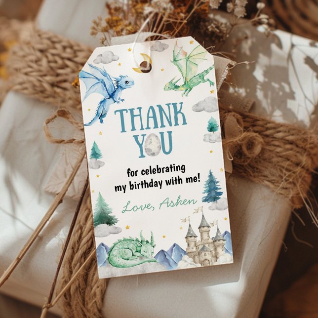 Etiqueta Para Presente Dragon Boy Birthday Thank You (Criador carregado)