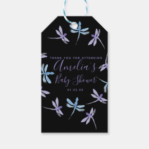 Etiqueta Para Presente Dragonflies Chá de fraldas pintado à mão